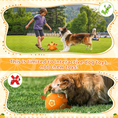 Orange Dog Toys Soccer Ball - Dog Soccer Ball with Straps, Dog Water Toy for for Tug of War, Durable Dog Balls for Large Dogs (8 Inch)...