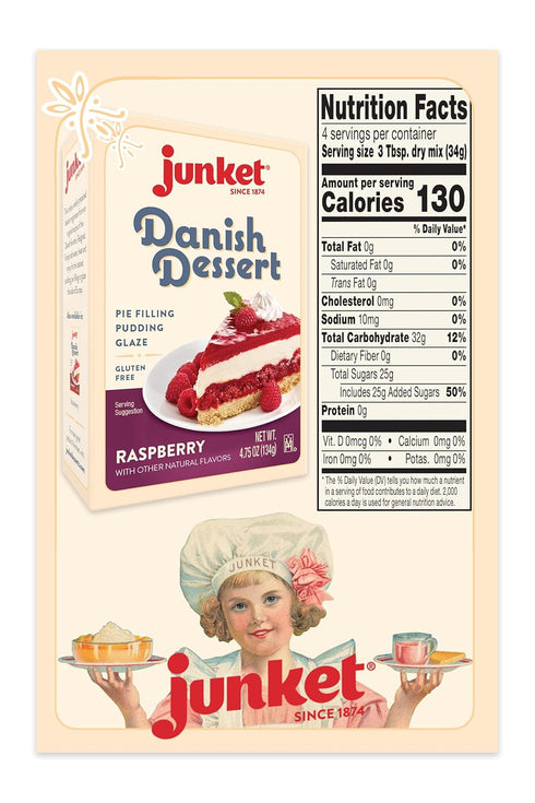 Junket Danish Dessert Raspberry Mix - for Raspberry Pie Filling, Cheesecake Topping, Sauces, Puddings, and Glazes. Easy! Add Water, Heat 60 Second...