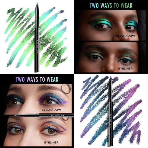 BEPHOLAN Eyeliner Pencil,Colored Eyeliners,Metallic Eyeliner,Shifting Colors Glitter Waterproof Eyeliner,24h Long-Lasting Eyeliner Pen 2PCS...