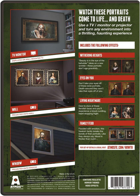 AtmosFX UnLiving Portraits Digital Decorations DVD for Halloween Holiday Projection Decorating...