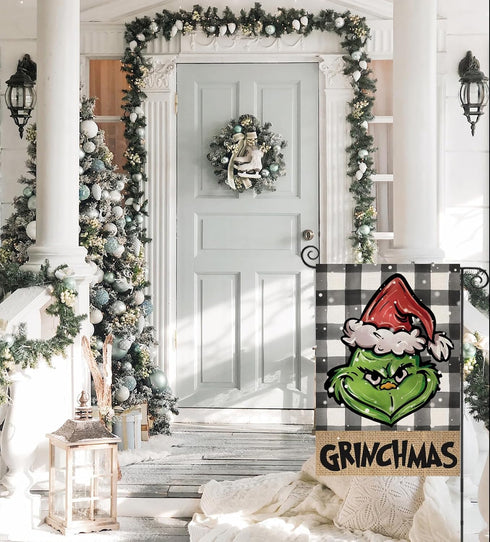 Chritmas Garden Flags for Outdoor,Buffalo Plaid with Small Yard Flag,Seasonal Xmas Decors for Winter Holiday Farmhouse Outside 12x18 Double Sided...