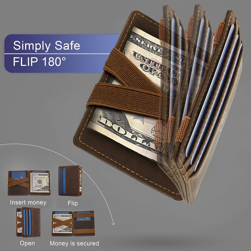 West - Magic Wallet with Coin Compartment + Gift Packaging - RFID Wallet for Men Compact & Small Magic Money Wallet - Extra Strong Money Bands, Ma...
