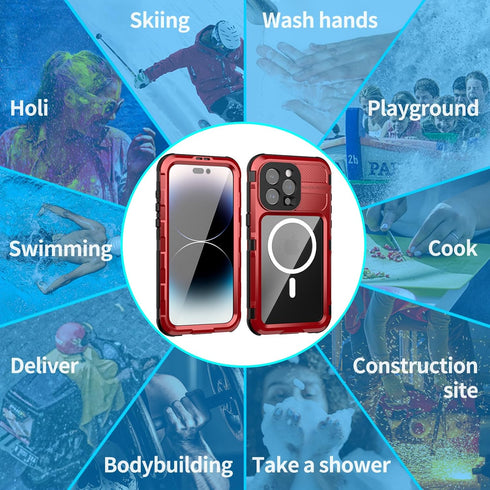 Designed for iPhone 15 Pro Max Metal Waterproof Case with Built-in Screen Protector, Metal Tough Cover Shockproof Dustproof Sturdy Durable Protect...