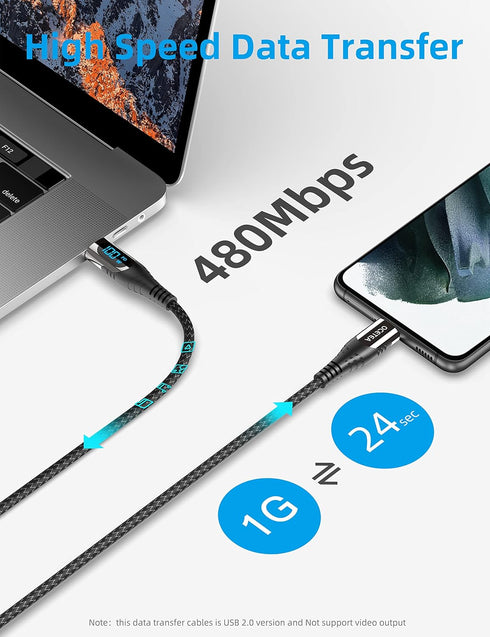 USB C to USB C Charger Cable (100W 5A), 3.3ft USBC to USBC Cable with LED Display, USB C Charging Cable Compatible with iPhone 15 Pro Max Plus, Ma...