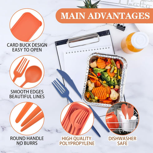 Reusable Utensils Set with Case, 4 Sets Portable Knives Spoons and Forks Chopsticks Travel Cutlery Set for Lunch Box Accessories, Plastic Camping ...