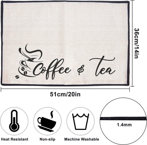 CRASPIRE Coffee Bar Mat 2pcs Coffee Maker Mat for Coffee Machine, 20”X 14” Burlap Placemat with Fabric Backing Coffee Mat Coffee Bar Accessories f...