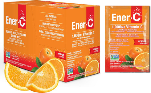 Ener-C Orange Multivitamin Drink Mix Powder Vitamin C 1000mg & Electrolytes with Real Fruit Juice Natural Energy & Immune Support for Women & Men ...