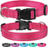 Reflective Dog Collar with Buckle Adjustable Safety Nylon Collars for Small Medium Large Dogs, Hotpink XS...
