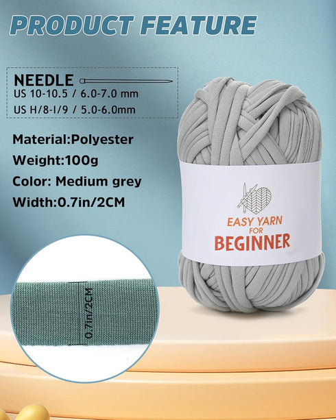 T-Shirt Yarn for Croheting Knitting - 1 PC Chunky Thick Yarn for Bags Blanket Cushions Slippers Storage Baskets Projects, Fabric Yarn 100g (3.5oz)...