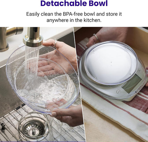 Etekcity 0.1g Food Kitchen Scale, Bowl, Digital Grams and Ounces for Weight Loss, Dieting, Baking, Cooking, and Meal Prep, 11lb/5kg, Stainless Ste...