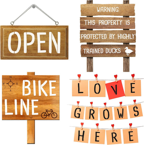 6 INCH 42 Pcs Alphabet Letter Stencils, Reusable Interlocking Templates Symbol Numbers Stencils Kit for Painting Inspirational Quotes Signs on Woo...