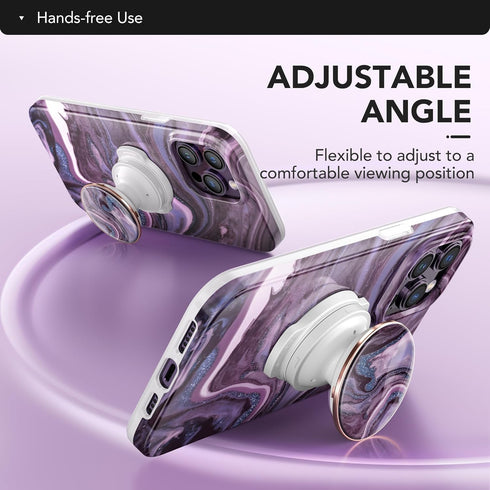 GVIEWIN Marble Glitter Phone Grip with Foldable Kickstand, Soft Plastic Cell Phone Grip Stand Holder for iPhone 15 Pro Max/15 Plus/14/13/12 & Gala...