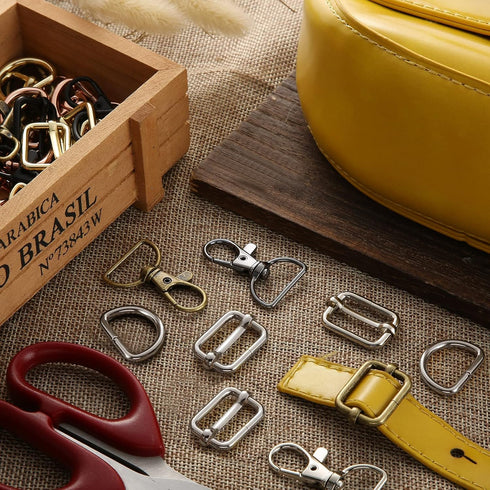 Hotop 56 Pieces D Rings for Purse Bag Hardware Purse Hardware for Bag Making Buckles Craft (25 mm,Silver)...