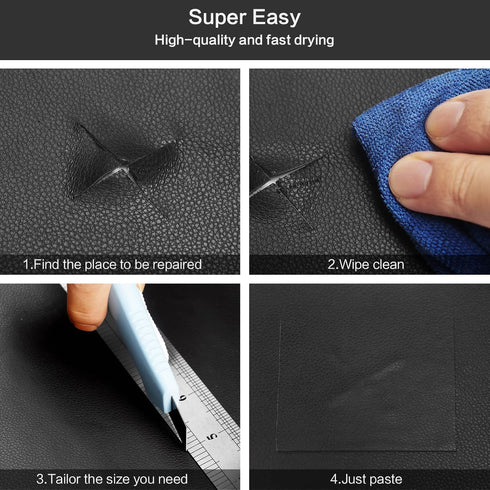 Leather Repair Patch Leather Repair Tape Self-Adhesive Cuttable Vinyl Leather Repair Kit for Couches Sofa Car Seat Furniture Cabinets Chair (3.9X7...