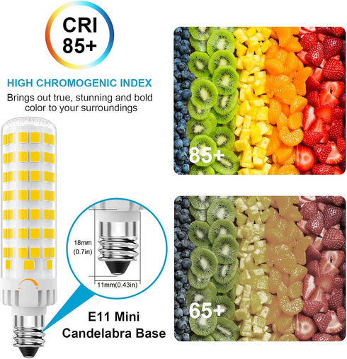 E11 LED Bulb Dimmable, JDE11 120V 100W Halogen Equivalent, T3/T4 Mini Candelabra Base, 4000K Natural White, ?10W 1000 Lumen E11 Bulbs for Ceiling ...