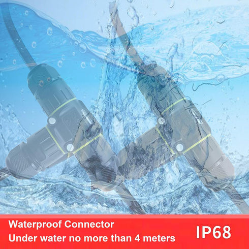 IP68 Waterproof Cable Connector 3-Channel 3-Poles, Outdoor Waterprrof Junction Box Connector,Ideal for 2 or 3 Pin Cables Ø4-12mm,Use for Outdoor B...
