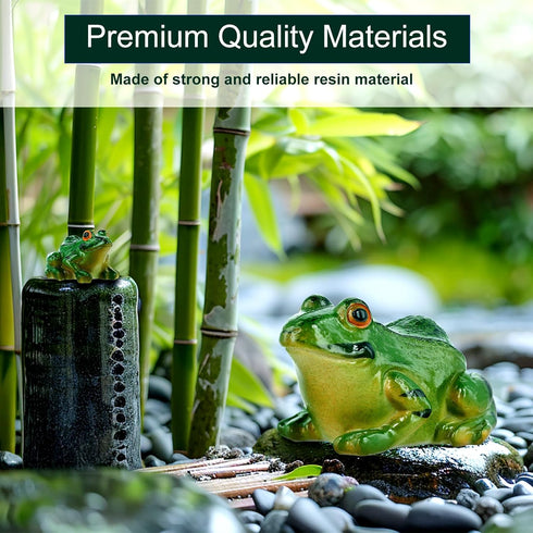 2pcs Frog Statues, 2 Sizes Resin Frogs Garden Miniatures Decor Lifelike Frog Miniature Figurines Animals Ornament for Garden Landscape Dollhouse D...