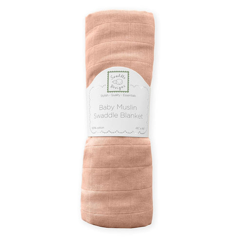 SwaddleDesigns Cotton Muslin Swaddle Blanket, Receiving Blanket for Baby Boys & Girls, Best Shower Gift, 46x46 inches, Peach Blush...