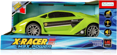 ArtCreativity Green Racer Car with Lights and Sounds, Light-Up Push n Go Racer Car for Kids, LED Headlights and Engine Sound, Best Birthday Gift f...