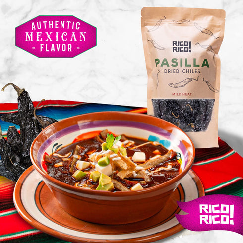 RICO RICO - Pasilla Dried Peppers 4 Oz. - Pasilla Chiles Secos - Premium Peppers - Great For Authentic Mexican Cuisine - Packaged In Resealable Ba...