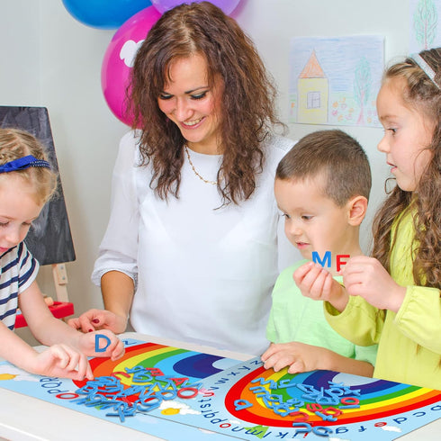 Double Sided Rainbow Play Alphabet Arch Mats Colorful Foam Letters ABC Educational Alphabet for Alphabet Recognition Activity Baby Toddlers Kids (...