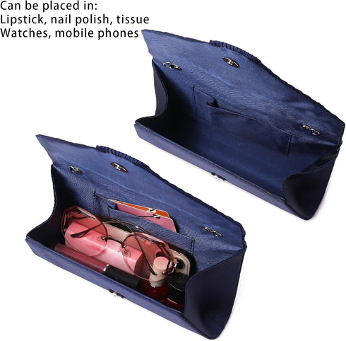 Labair Womens Evening Bag Pleated Satin Clutch Wedding Dressy Formal Handbag Crossbody Shoulder Bag...
