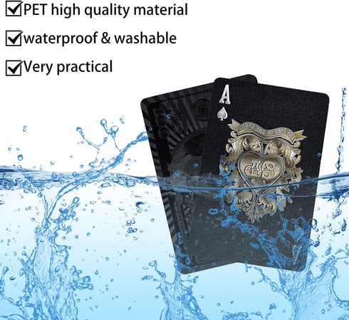 Joyoldelf Black Playing Cards with Dollar Pattern, 2 Pcs Playing Cards - Cool Poker Cards/Playing Cards with Box, Waterproof Playing Cards for Par...