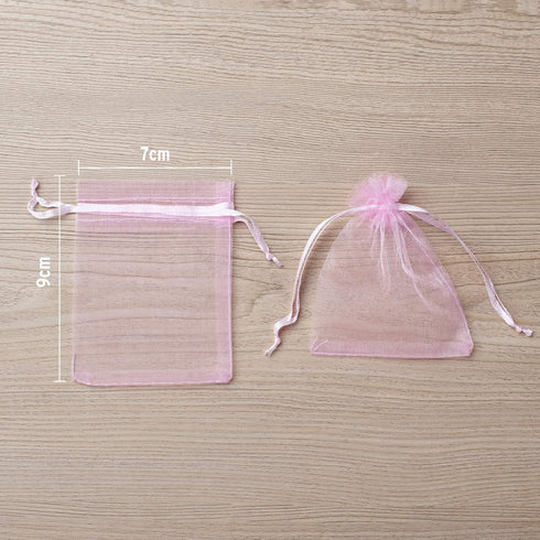 100PCS Pink Organza Bags - 2x3 Inch Sheer Drawstring Gift Pouches for Jewelry, Earrings, Wedding, Party, Christmas Favor, Small Presents...