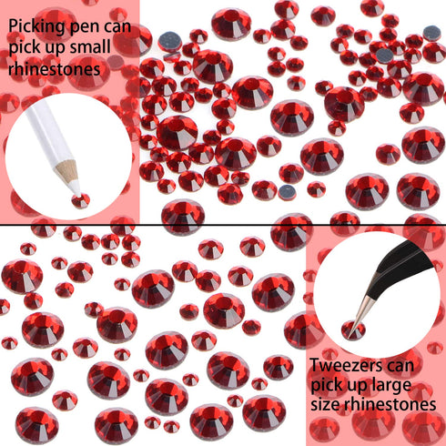 LPBeads 6400 Pieces Hotfix Rhinestones Siam Flat Back 5 Mixed Sizes Crystal Round Glass Gems with Tweezers and Picking Rhinestones Pen...