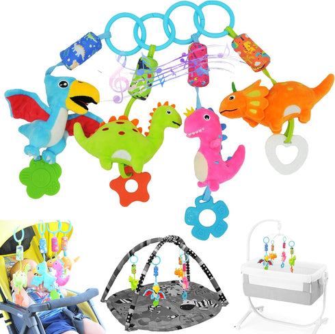 Baby Toys for 0 3 6 9 12 Months, Soft Rattle Wind Chime Car Seat Crib Stroller Toys, Dinosaur Baby Hanging Toys Birthday for Baby Boys and Girls...