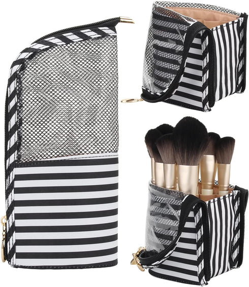 MONSTINA Makeup Brush Organzier Bag,High Capacity Portable Stand-Up Makeup Brush Holder,Professional Artist Makeup Brush Sets Case Waterproof Dust...