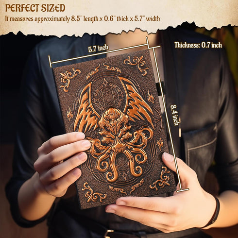 DND Campaign Journal with 3D Cthulhu Embossed Leather Cover - 192 Blank Pages A5 Notebook Great RPG Notepad for GM & Player (Bronze)...