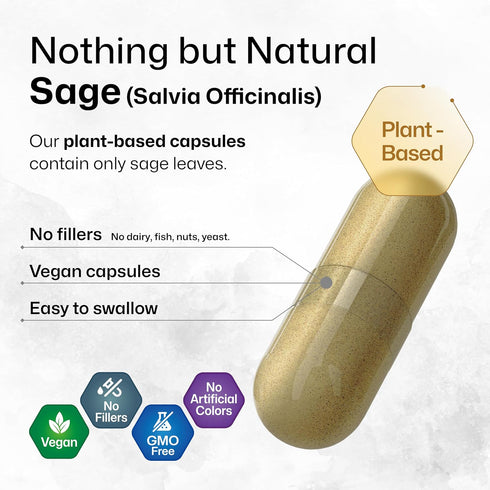 BIO KRAUTER Sage Supplement Capsules 1000 mg - 250 Vegan Caps - Supplement with Salvia Officinalis - Immune & Digestive Support - Rich in Antioxid...