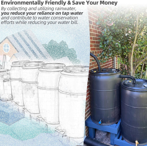 1.25" Diameter Rain Barrel Connector Hose Connect Downspout Diverter to Rainwater Barrel or Link 2 Rain Water Barrels to Store More Water for Home...