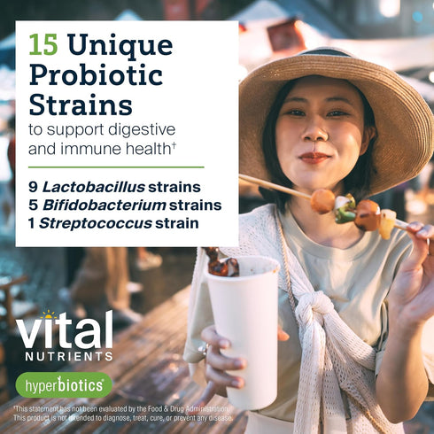 Hyperbiotics Vital Nutrients Pro-15 Prebiotics and Probiotics for Women and Men | 15 Science Backed Strains | Supports Occasional Constipation, Di...