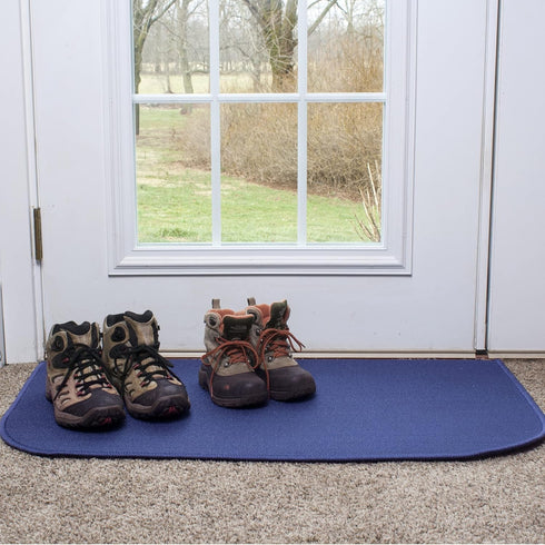 Ritz Solid Accent Rug: 18" x 30" Stain Resistant Kitchen or Living Room Floor Mat, Latex Backing, Machine Washable, Blue...