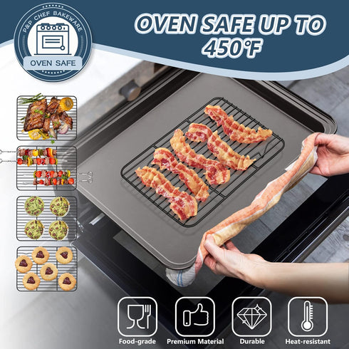 Cooling Rack Set of 2, P&P CHEF Non-stick Small Baking Racks for Cooking Grilling, 2 Pack 9.7” x 7.3” Drying Rack, Fit in Mini Toaster Oven, Stain...