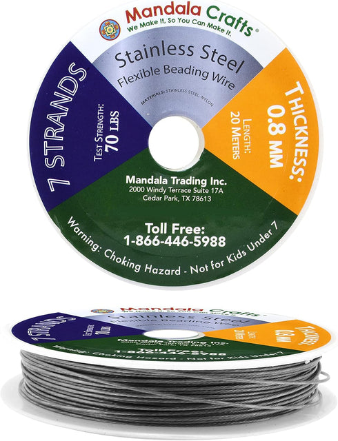 Mandala Crafts 7 Strand Beading Wire for Jewelry Making - Stainless Steel Tiger Tail Beading Wire - 65 FT 20 Gauge Bead Stringing Wire Jewelry Bra...