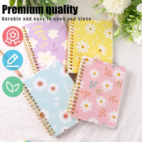 Koogel 4PCS Spiral Notebook Journals, A6 Pocket Notebooks College Ruled Notebooks for Women Gift Office School Supplies...