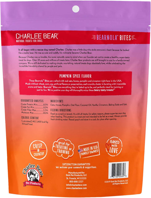 Charlee Bear Bearnola Bites Dog Treats, Pumpkin Spice Flavor, 8oz...