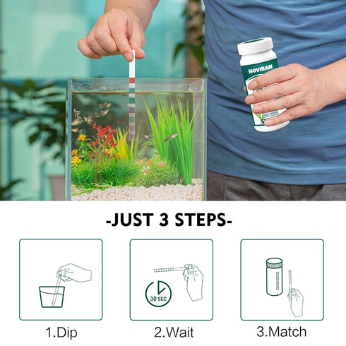 7 in 1 Aquarium Test Strips, 125 Count Fish Tank Test Strips for Freshwater Saltwater Pond, Water Testing Kit Aquarium for Chlorine, Total Hardnes...