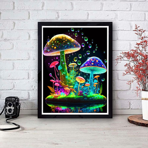 Generic Mushroom Diamond Art Painting Kits for Adults - 5D Round Full Drill Mushroom Diamond Dots Paintings for Beginners,DIY Mushroom Diamonds Ge...