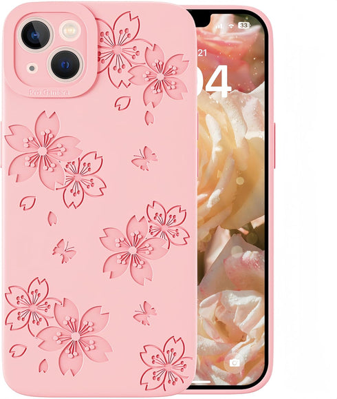 Compatible with iPhone 13 Case - Cute Butterfly Flowers Engraved Phone Case Compatible with iPhone 13 - Soft Silicone Case Compatible with iPhone ...