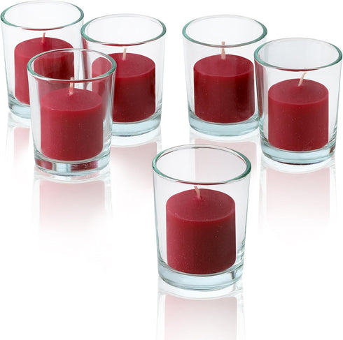 Red Apple Cinnamon Scented Candles - Set of 12 Scented Votive Candles - 10 Hour Burn Time - Made in The USA...