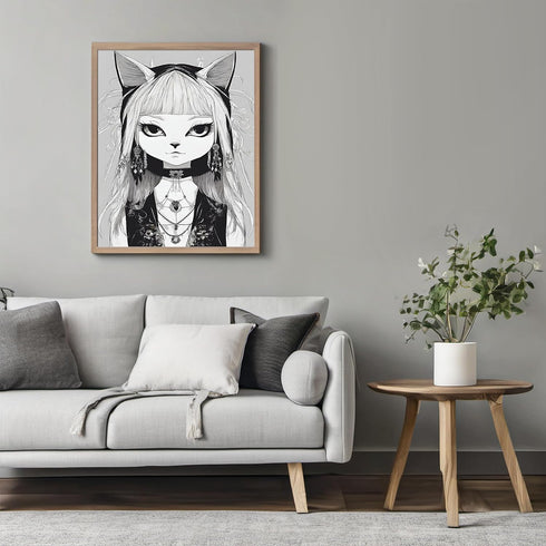 Posterizer 1 pcs- cute girl in fox gothic costume-Gothic Art-Art for Animal Lovers- Living Room Bedroom Decor- unframed wall art...