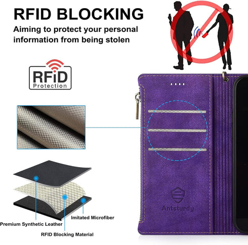 Antsturdy Samsung Galaxy A11 Wallet case with Card Holder for Women Men,Galaxy A11 Phone case RFID Blocking PU Leather Flip Shockproof Cover with ...