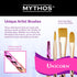 Royal & Langnickel Mythos, 7pc Unicorn Variety Craft Brush Set for All Painting Mediums, Includes - Filbert, Shader, Oval Wash, Round & Wash Brush...