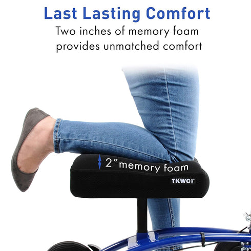 Knee Scooter Memory Foam Two Inch Thick Memory Foam Knee Pad and Cover - Fits Most Knee Walker Models...
