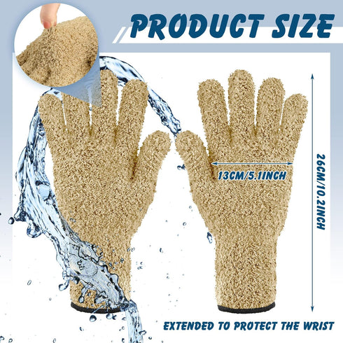 Bencailor 3 Pairs Microfiber Dusting Gloves Dusting Cleaning Gloves Lengthen Plants Thicken Cleaning Gloves Mitt for Blind (Dark Blue,Gray,Khaki)...
