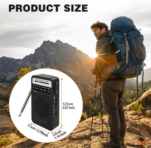 Portable Radio AM FM, Goodes Transistor Radio with Loud Speaker, Headphone Jack, 2AA Battery Operated Radio for Long Range Reception, Pocket Radio...